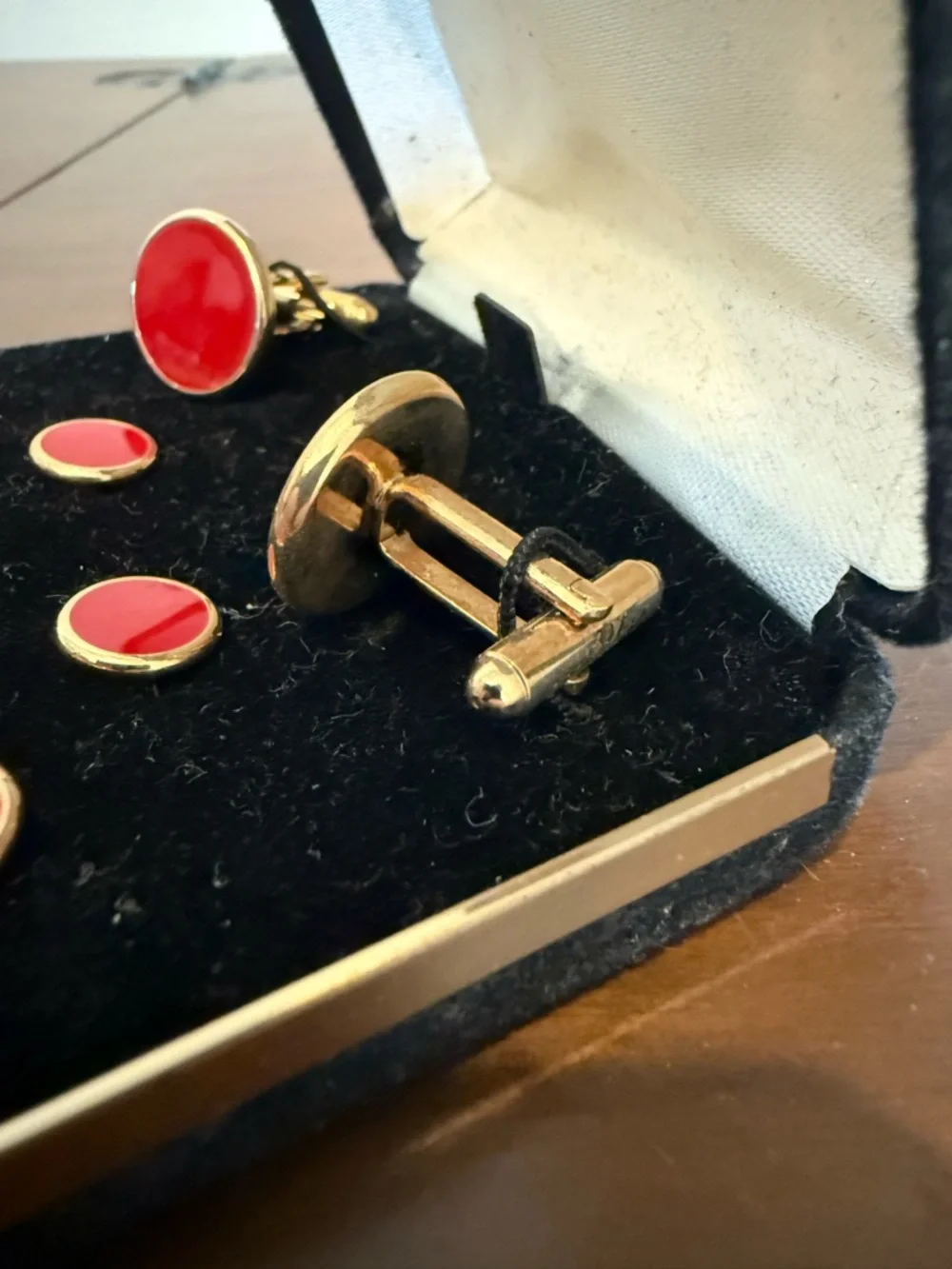 Red and Gold Cufflink and Stud Set